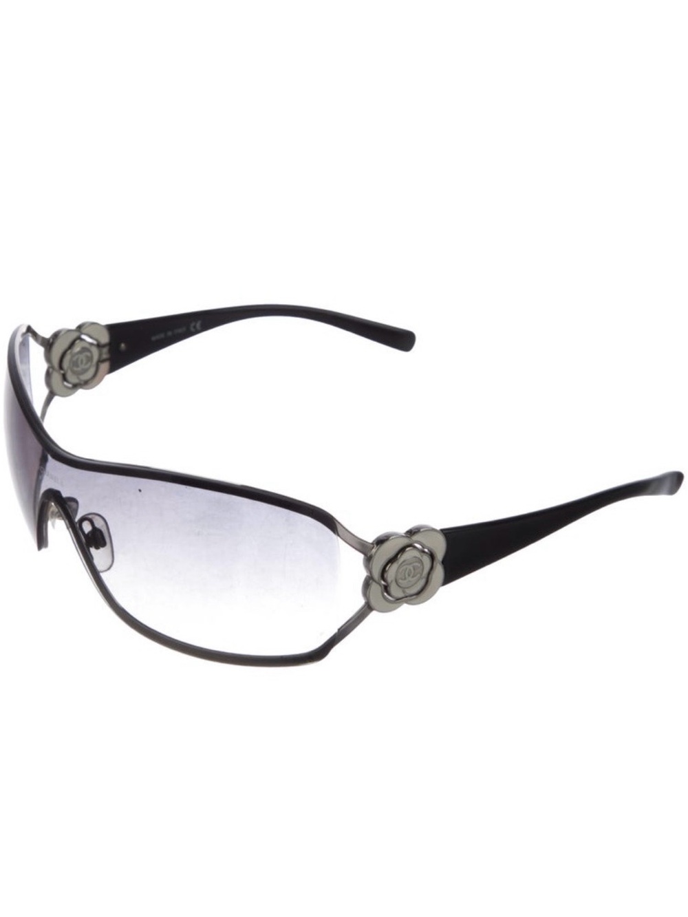 CHANEL Black Gradient Camellia Shield Sunglasses - Picture 5 of 11